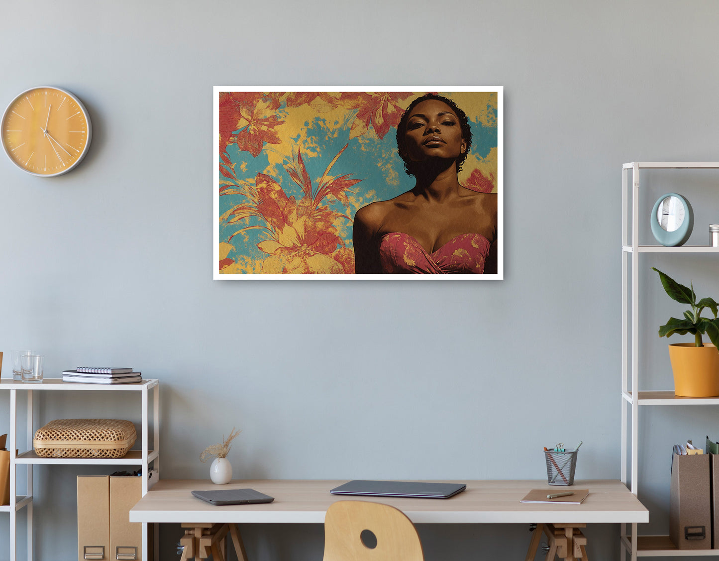 Black Woman Floral Portrait African American wall art print view