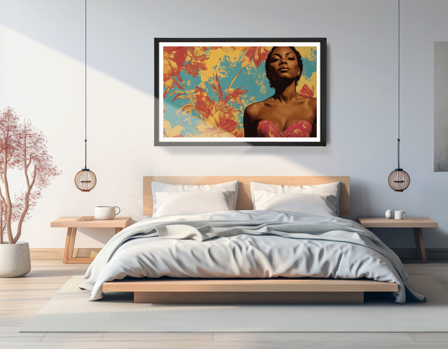 Black Woman Floral Portrait African American wall art view 69