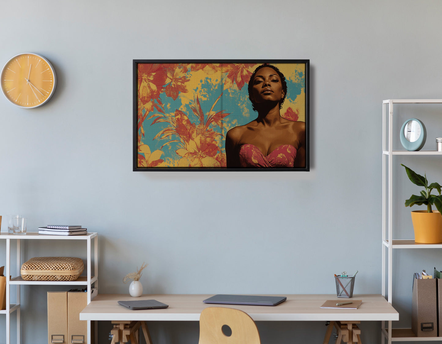 Black Woman Floral Portrait African American wall art view 30