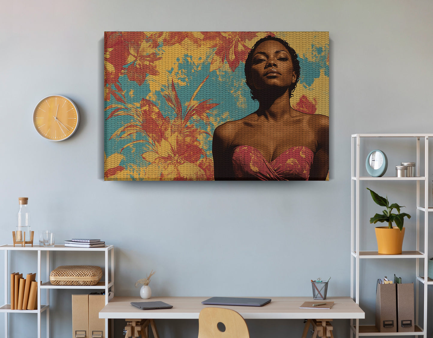 Black Woman Floral Portrait African American wall art view 18