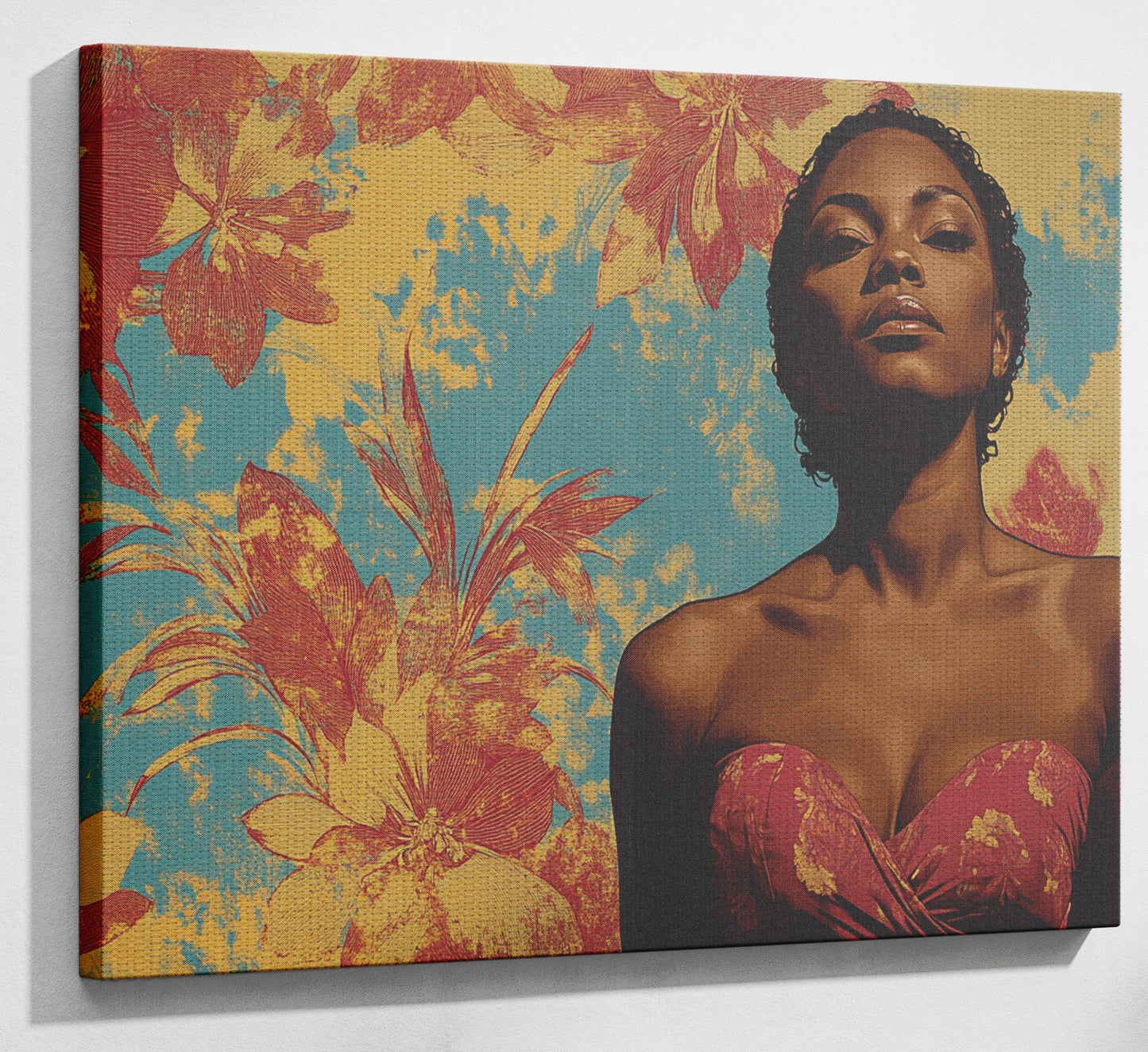 Black Woman Floral Portrait African American wall art view 13
