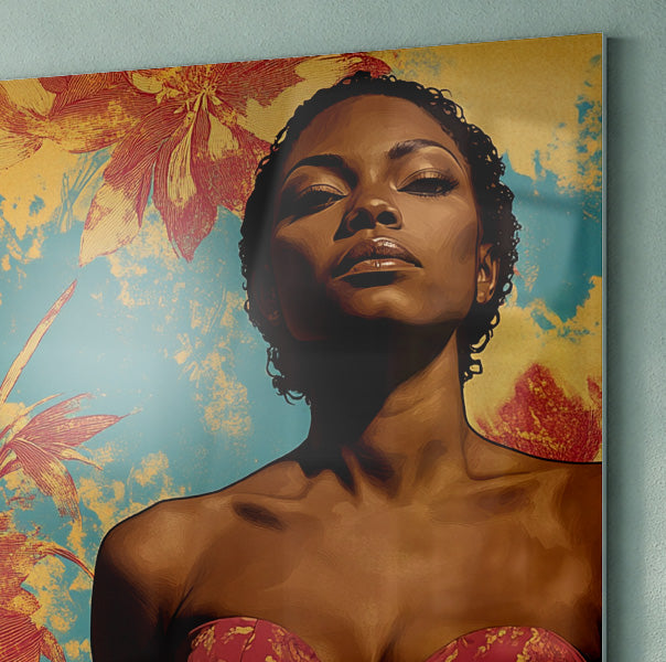 Black Woman Floral Portrait African American wall art view 22