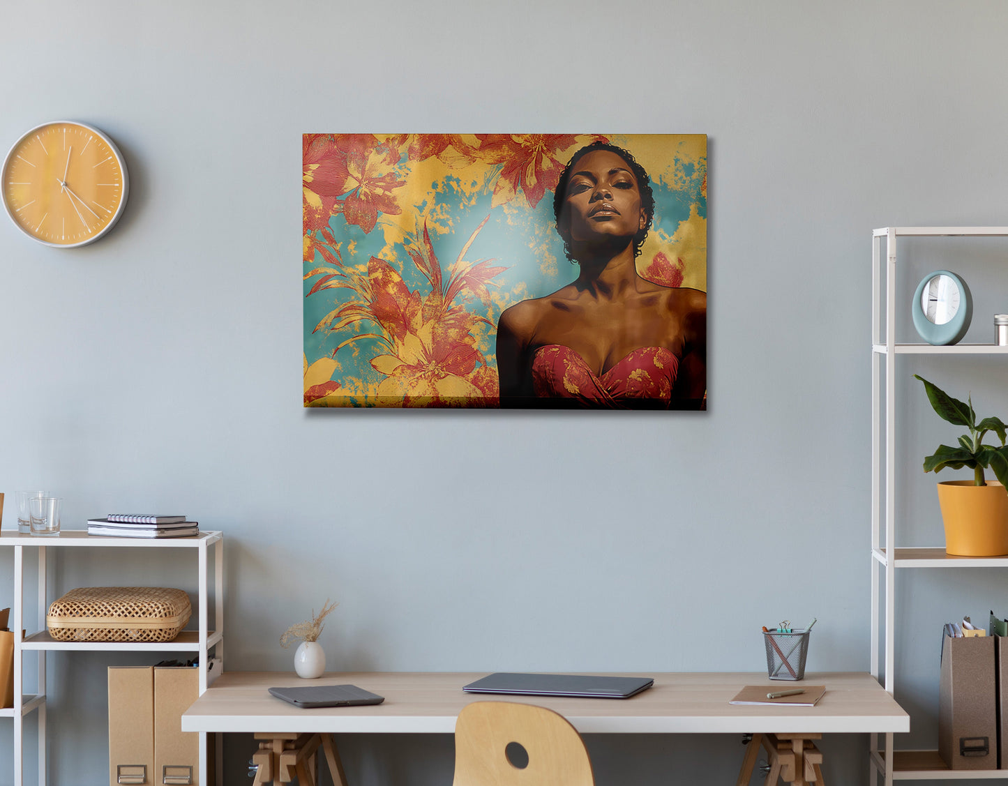 Black Woman Floral Portrait African American wall art view 24