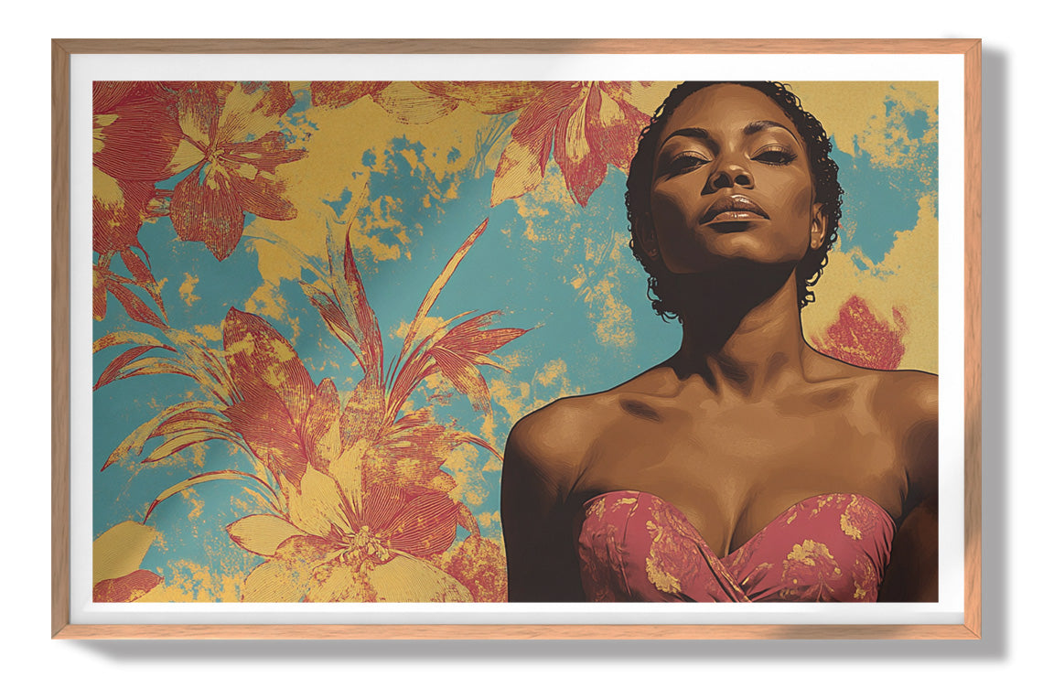 Black Woman Floral Portrait African American wall art view 79