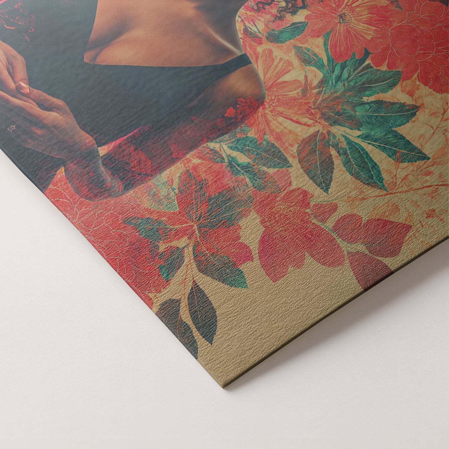Black Woman Tropical Floral African American wall art artwork by MoomZee Artwork