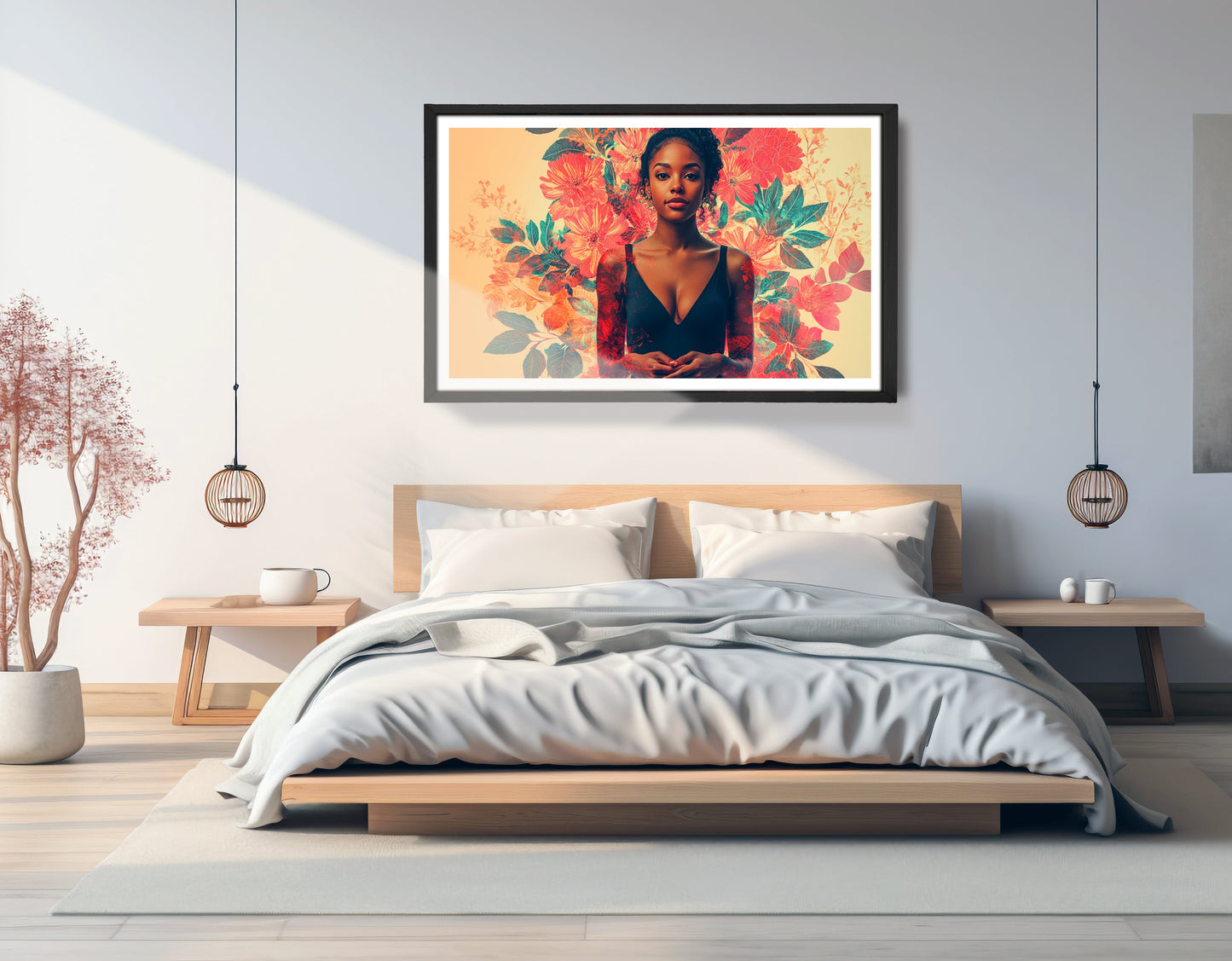 Black Woman Tropical Floral African American wall art view 69