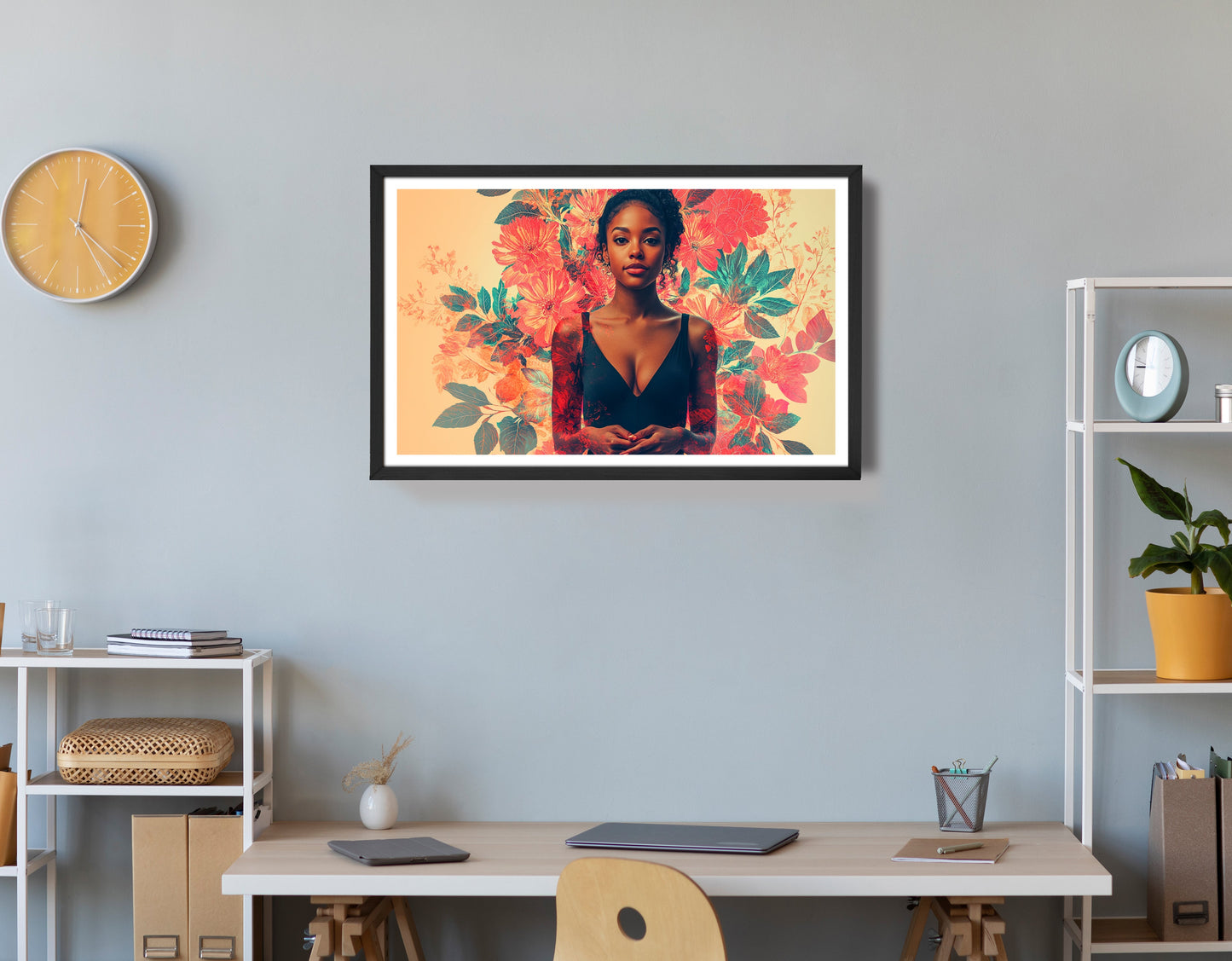 Black Woman Tropical Floral African American wall art view 72