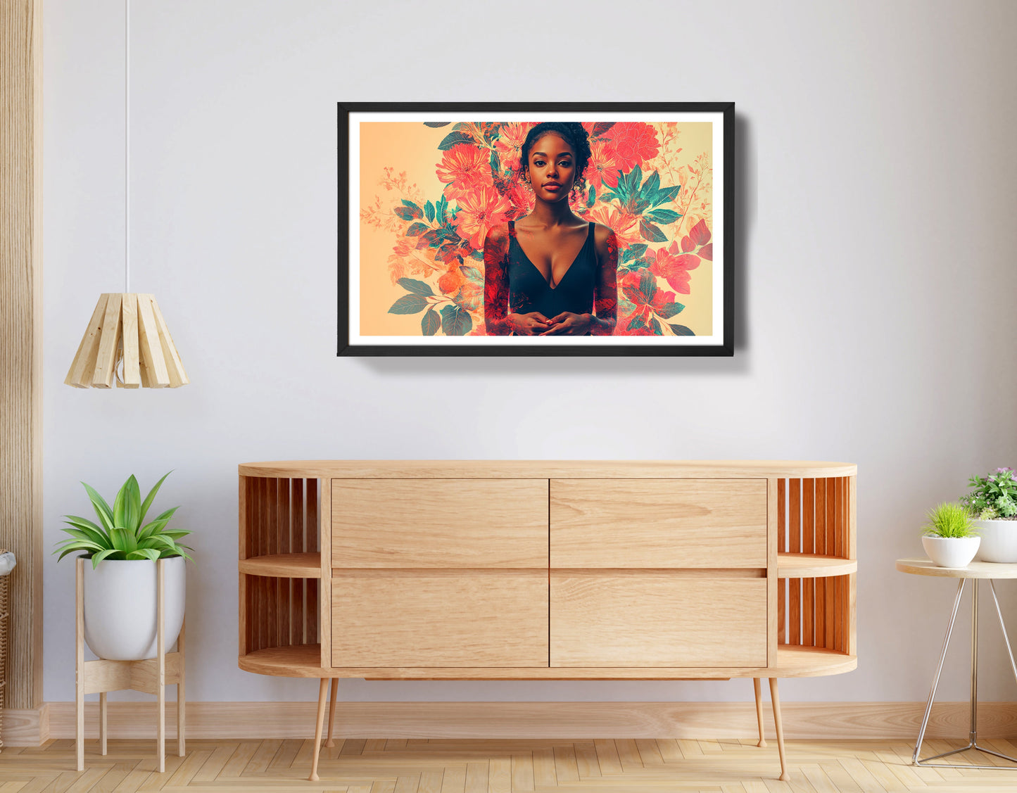 Black Woman Tropical Floral African American wall art view 68
