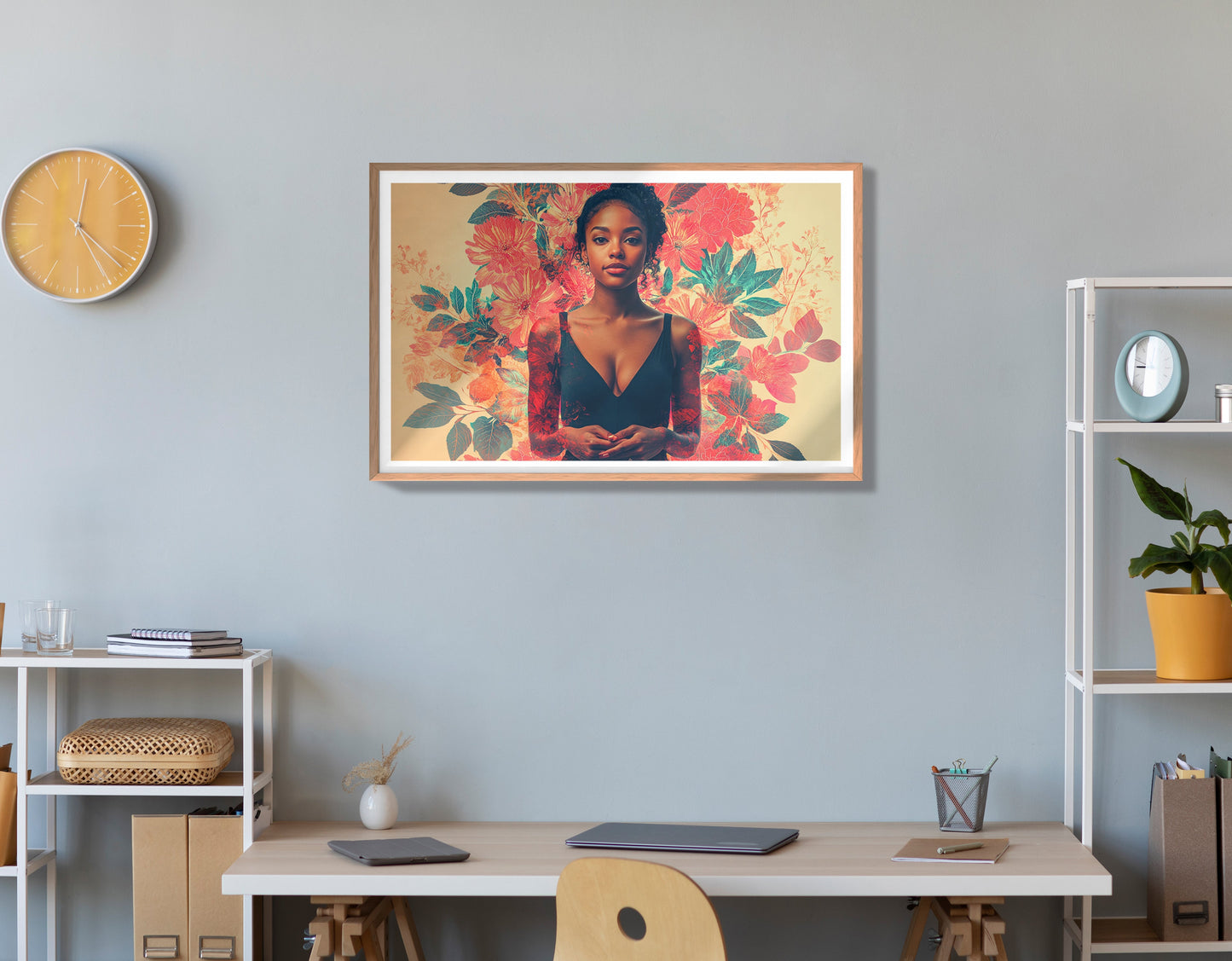 Black Woman Tropical Floral African American wall art view 84
