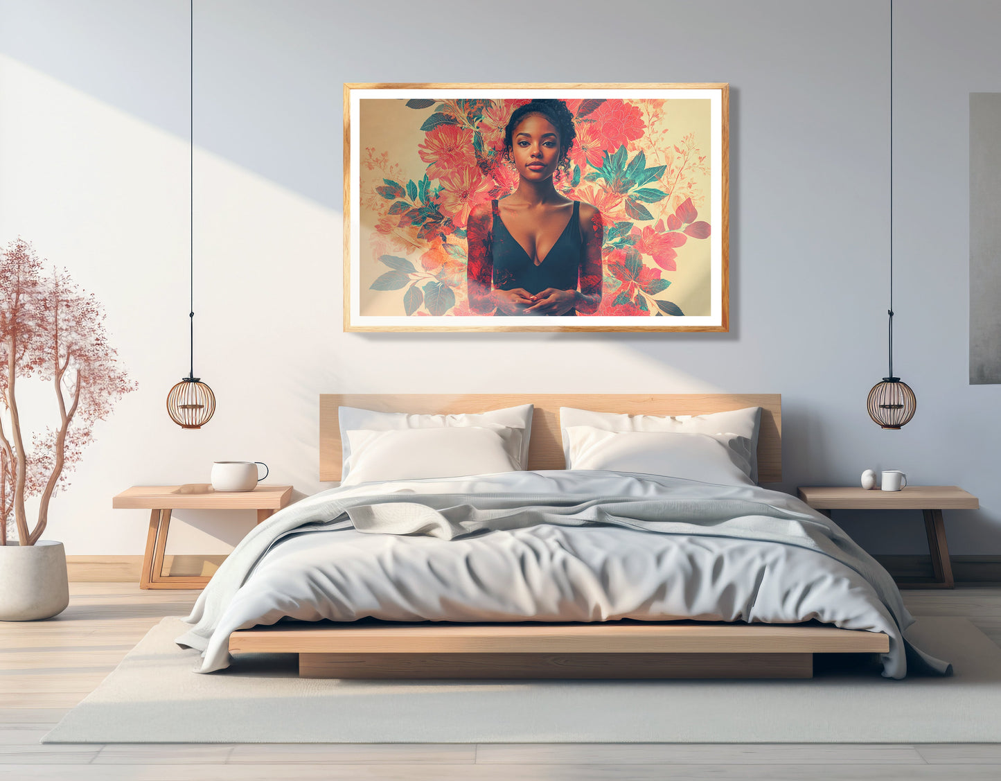 Black Woman Tropical Floral African American wall art view 75