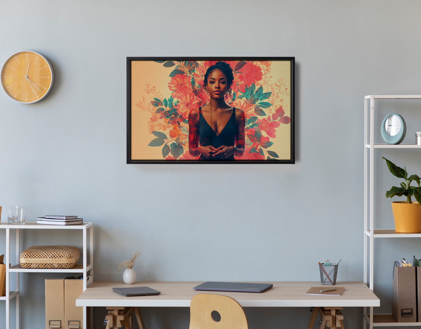 Black Woman Tropical Floral African American wall art view 30