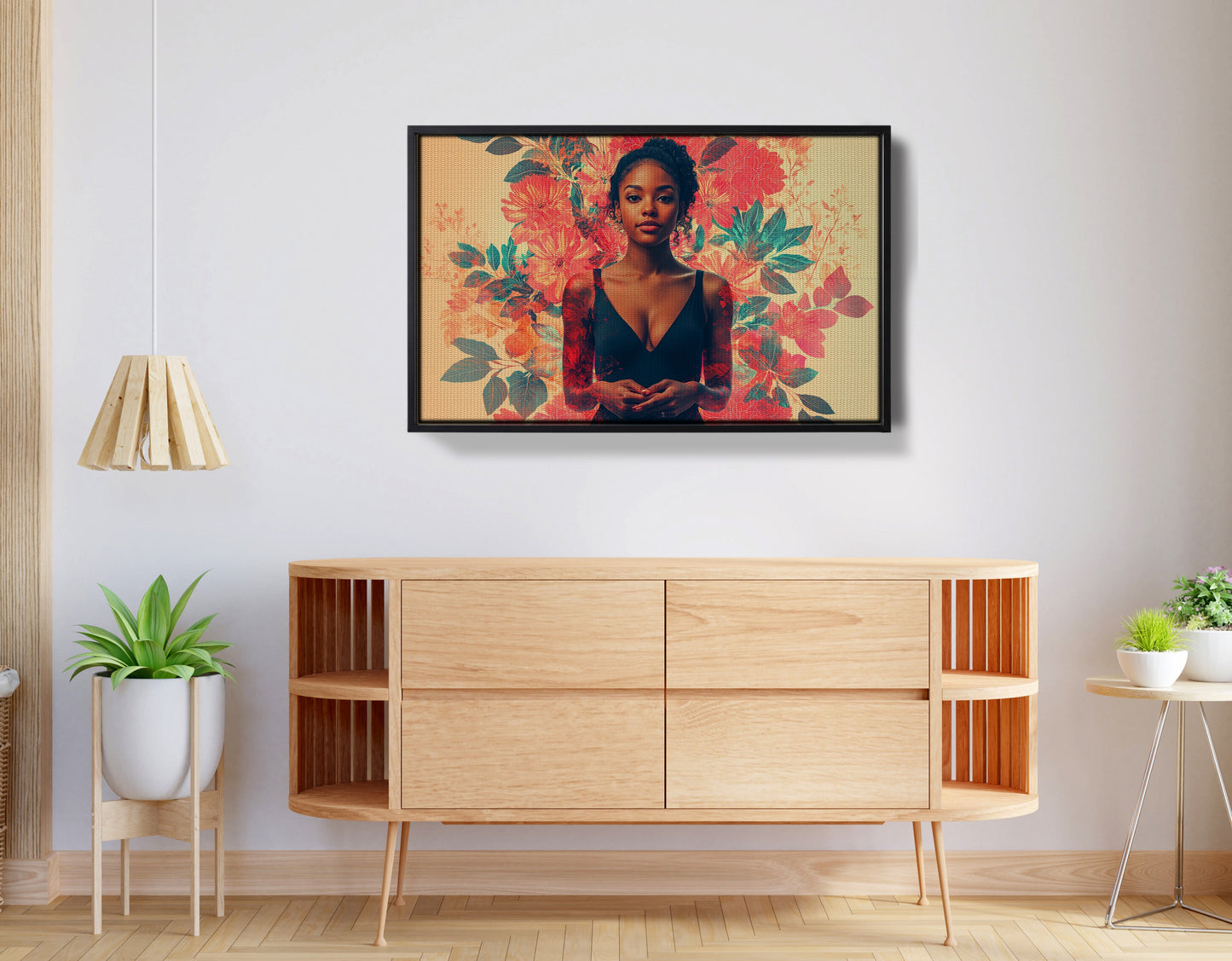 Black Woman Tropical Floral African American wall art view 26