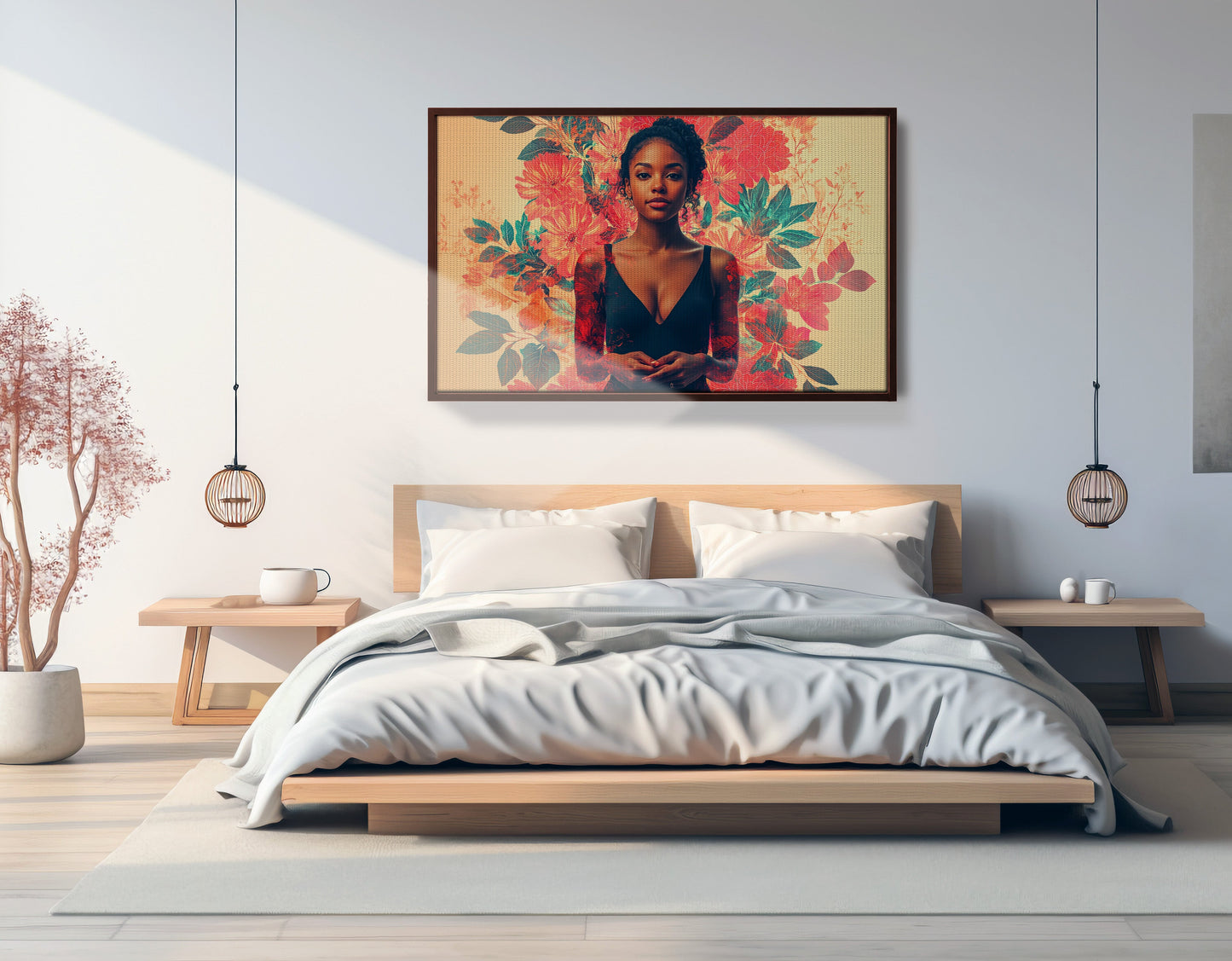 Black Woman Tropical Floral African American wall art view 33