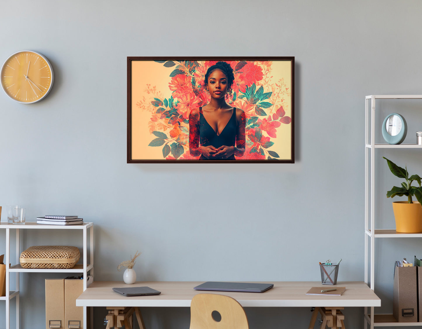 Black Woman Tropical Floral African American wall art view 36