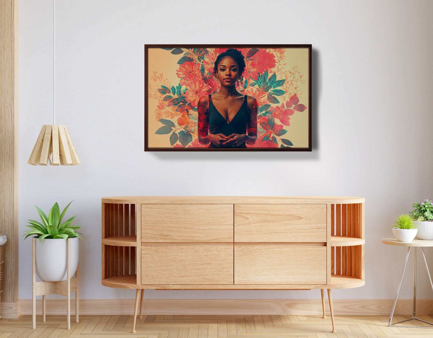 Black Woman Tropical Floral African American wall art view 32