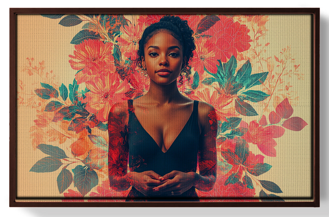 Black Woman Tropical Floral African American wall art view 31