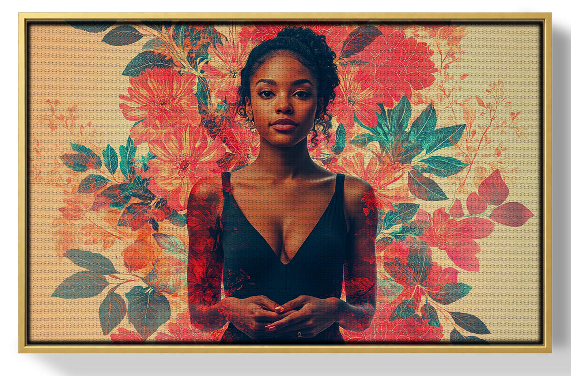 Black Woman Tropical Floral African American wall art view 37