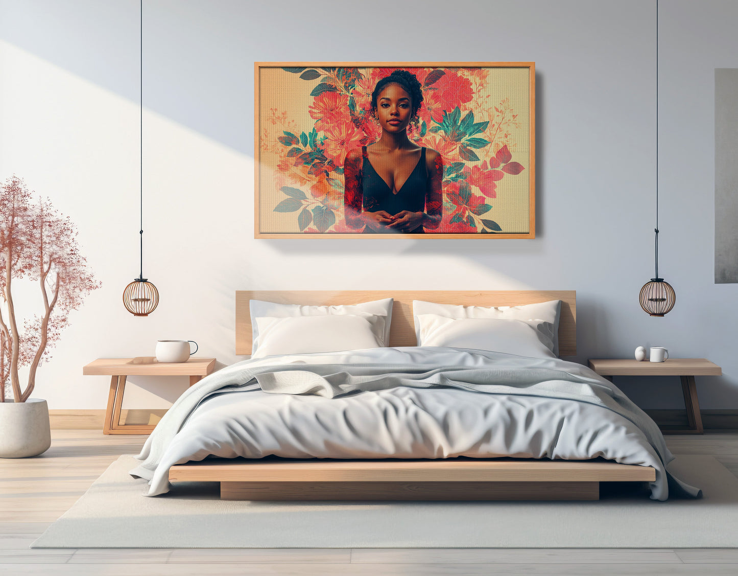 Black Woman Tropical Floral African American wall art view 45