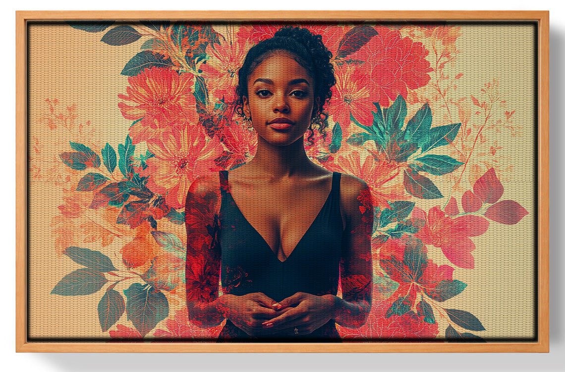 Black Woman Tropical Floral African American wall art view 43