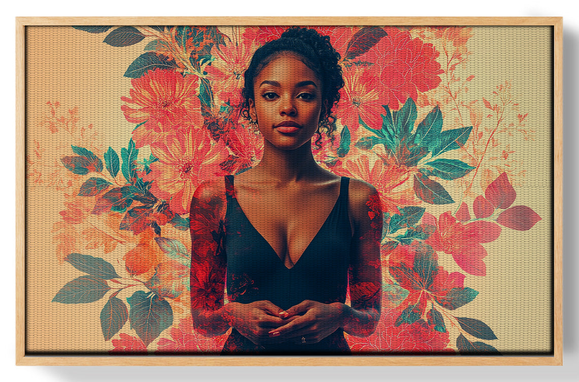 Black Woman Tropical Floral African American wall art view 49