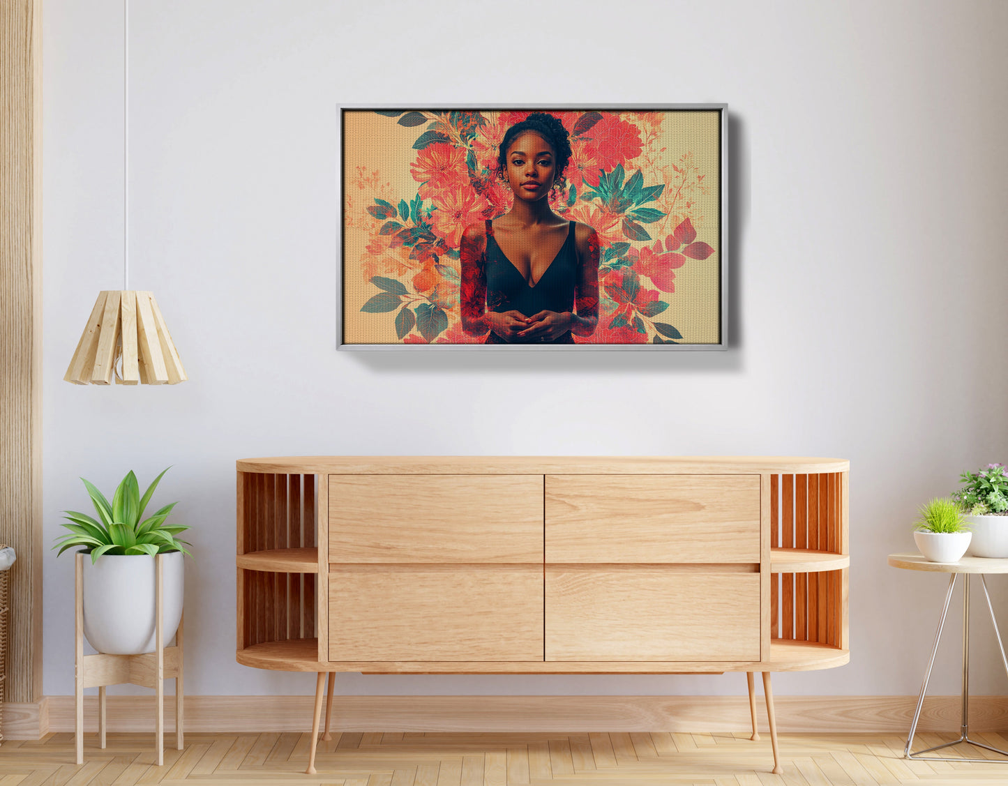 Black Woman Tropical Floral African American wall art view 56