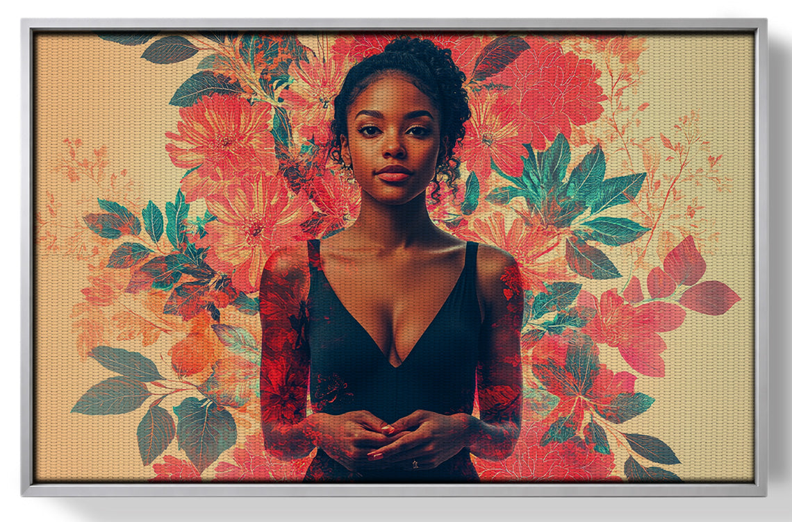 Black Woman Tropical Floral African American wall art view 55