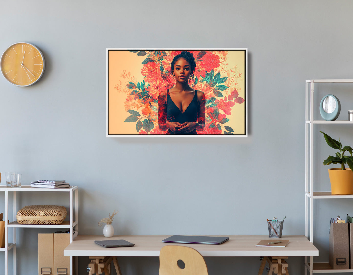 Black Woman Tropical Floral African American wall art view 66