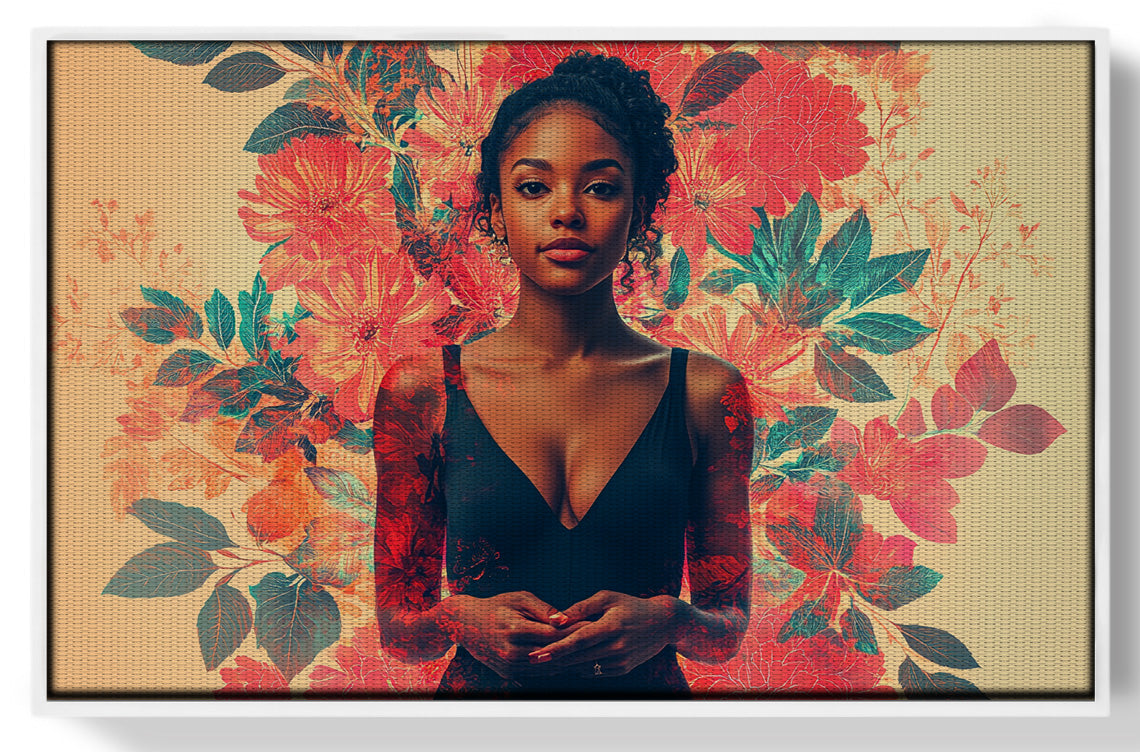 Black Woman Tropical Floral African American wall art view 61