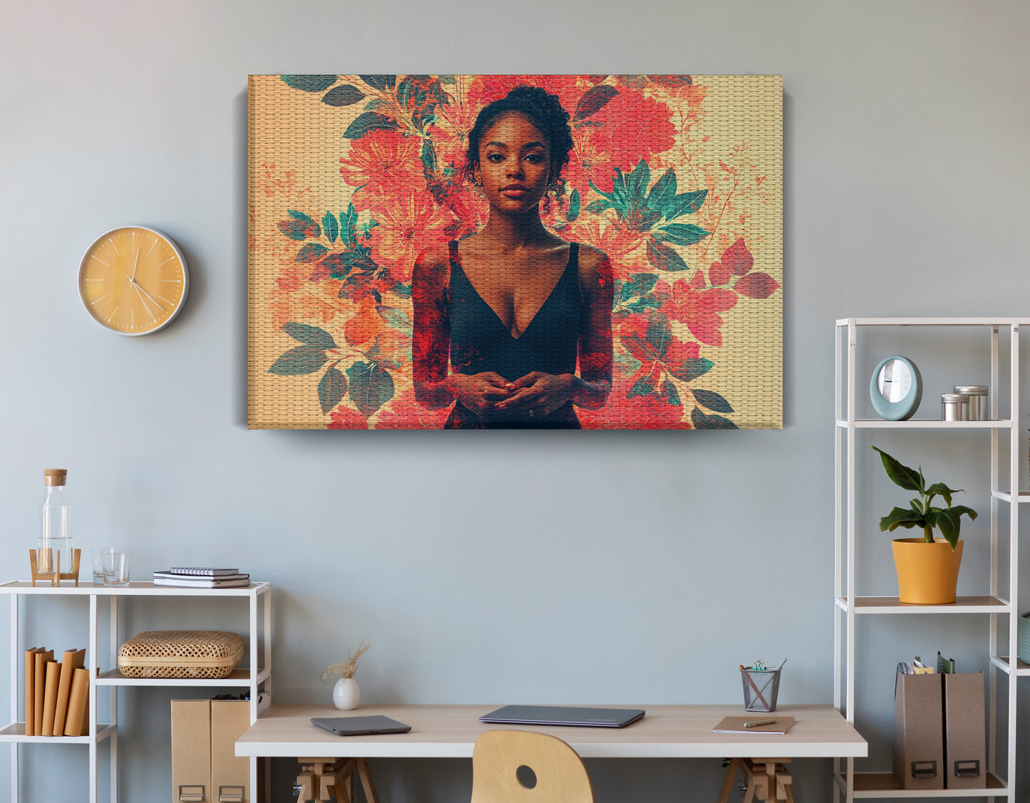 Black Woman Tropical Floral African American wall art view 18