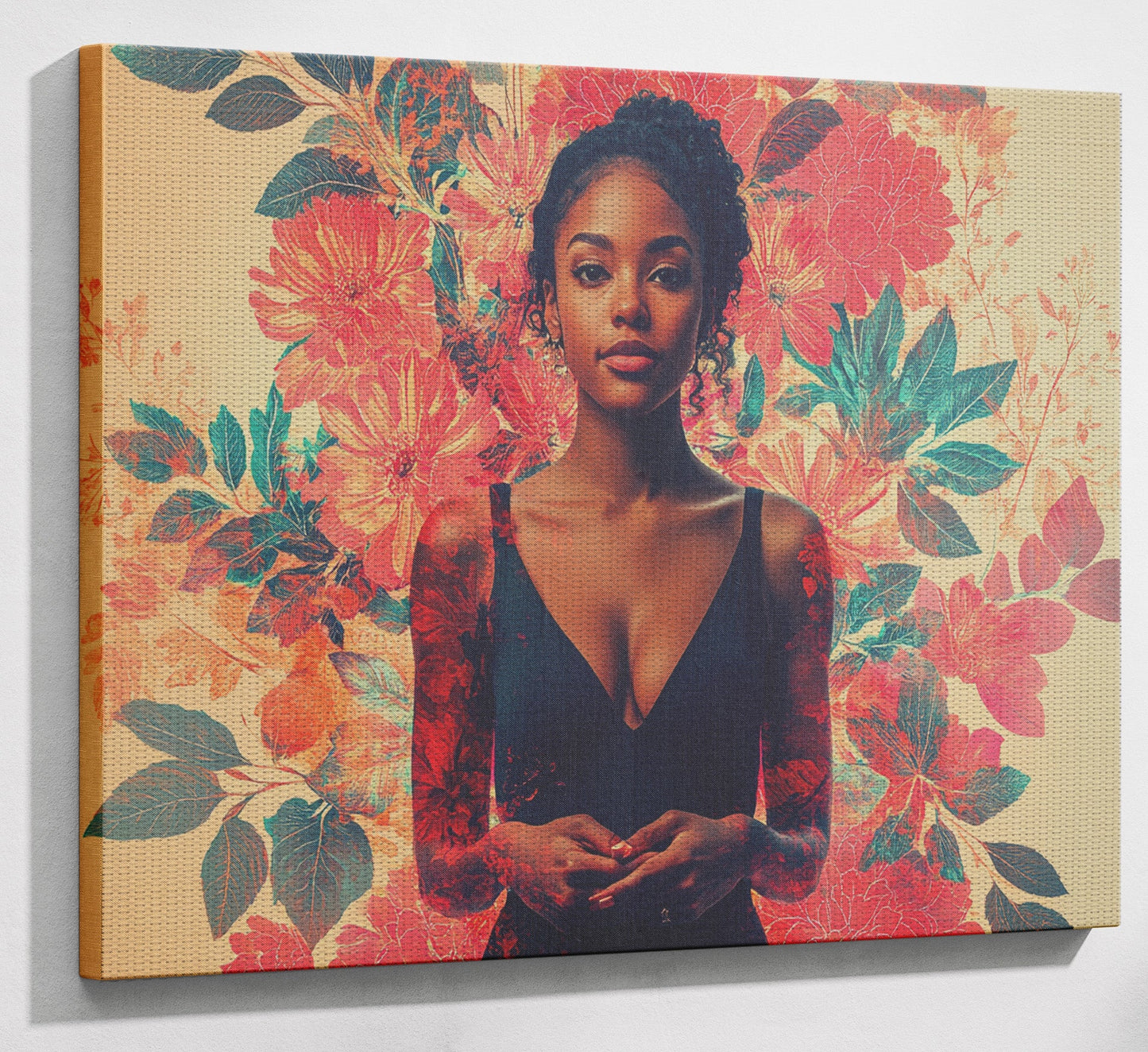 Black Woman Tropical Floral African American wall art view 13