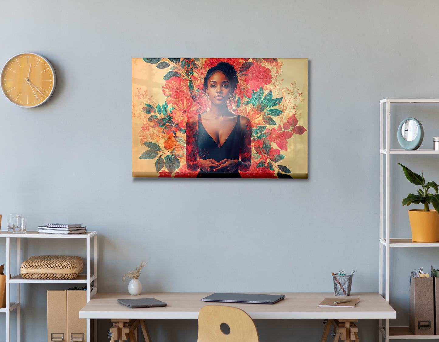 Black Woman Tropical Floral African American wall art view 24
