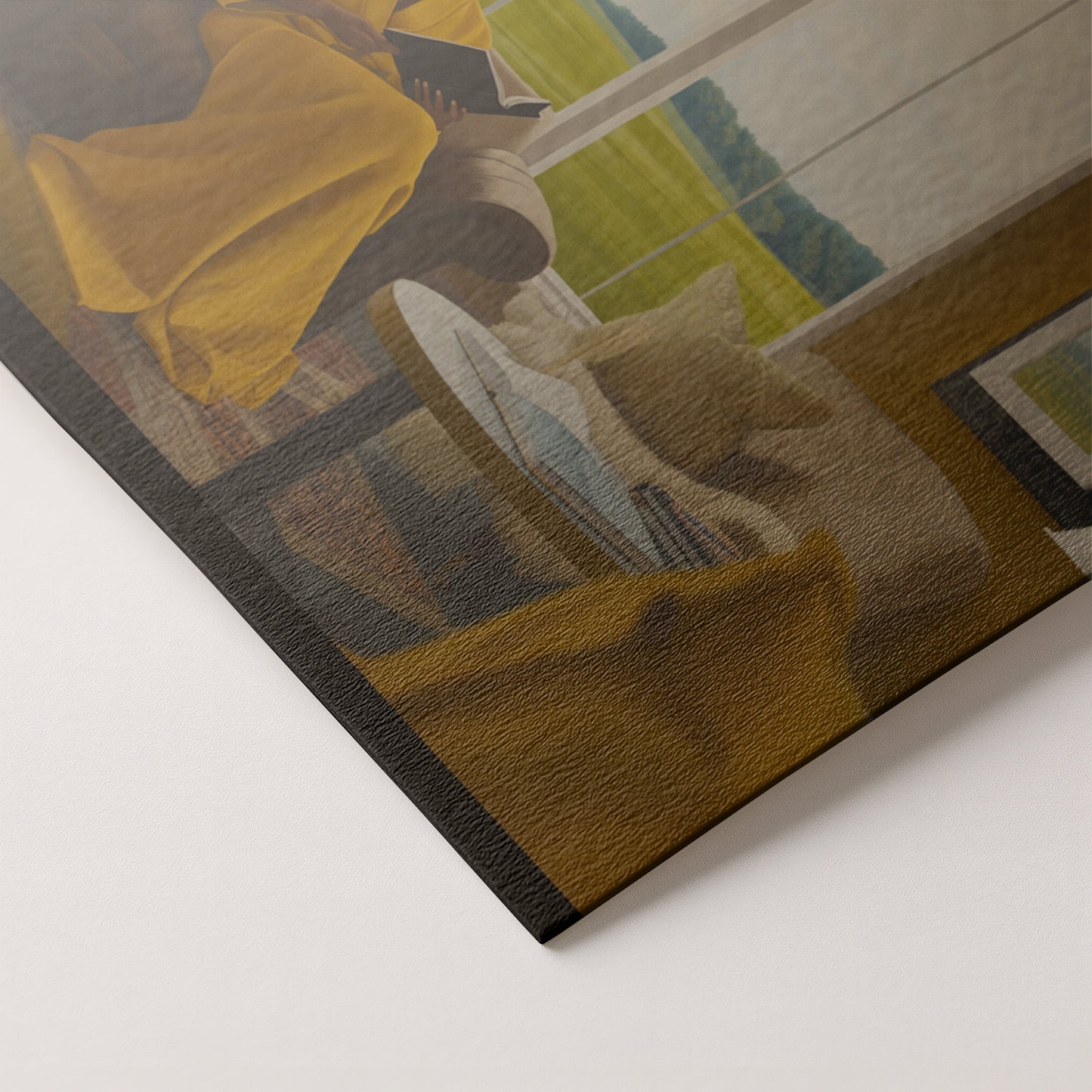 Black Woman Reading by Fireplace African American wall art artwork by MoomZee Artwork
