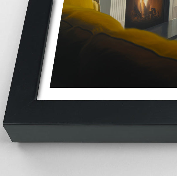 Black Woman Reading by Fireplace African American wall art view 70
