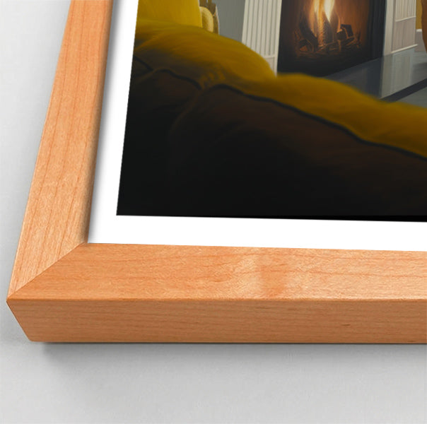 Black Woman Reading by Fireplace African American wall art view 82