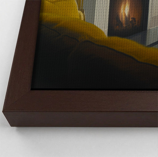 Black Woman Reading by Fireplace African American wall art view 34