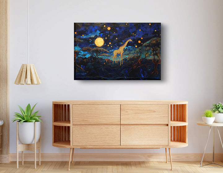 Golden Moon Giraffe African American Wall Art