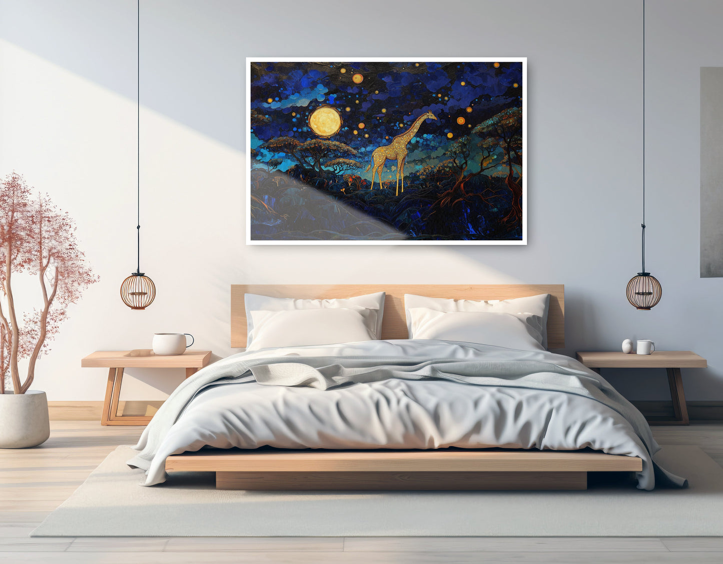 Golden Moon Giraffe African American canvas print artwork view