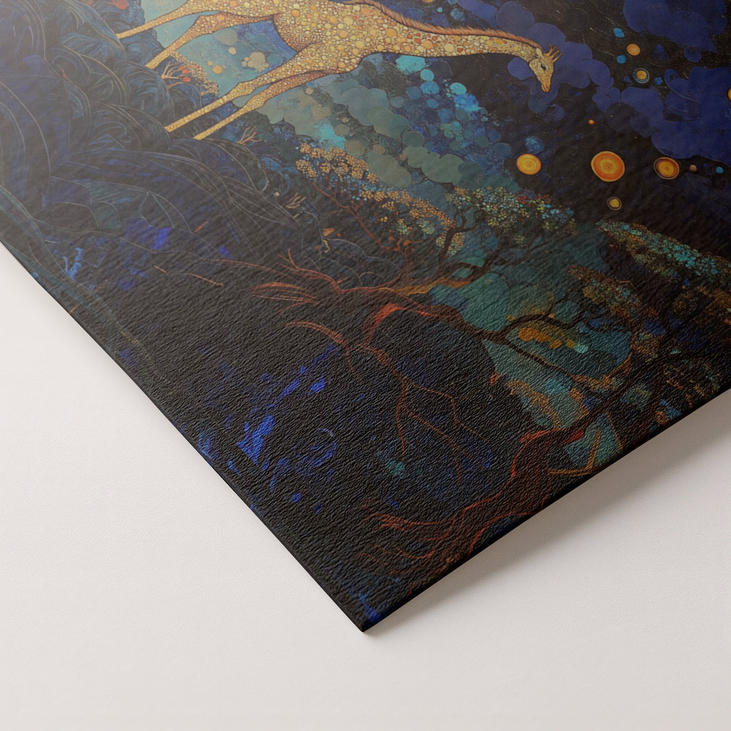 Golden Moon Giraffe African American canvas print artwork by MoomZee Artwork