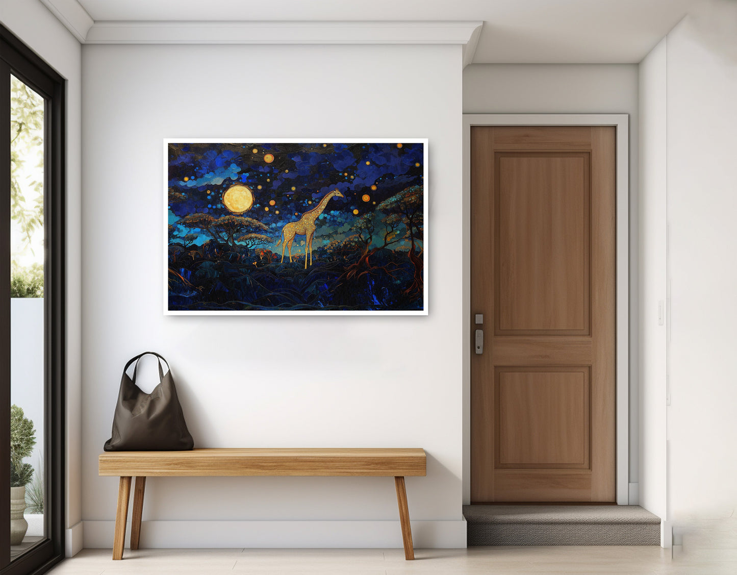 Golden Moon Giraffe African American canvas print home decor view