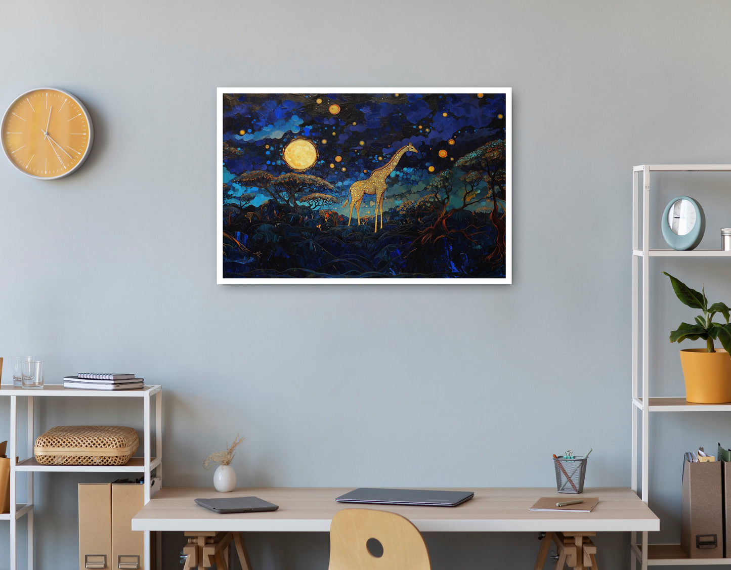 Golden Moon Giraffe African American canvas print print view