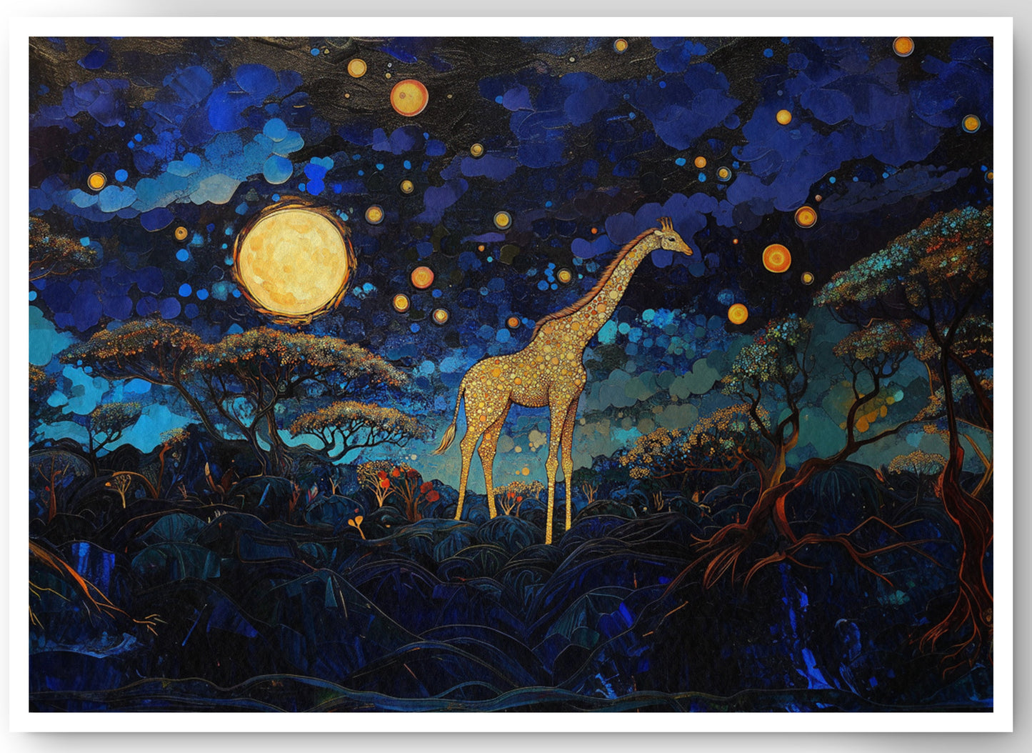 Golden Moon Giraffe African American canvas print by MoomZee Artwork