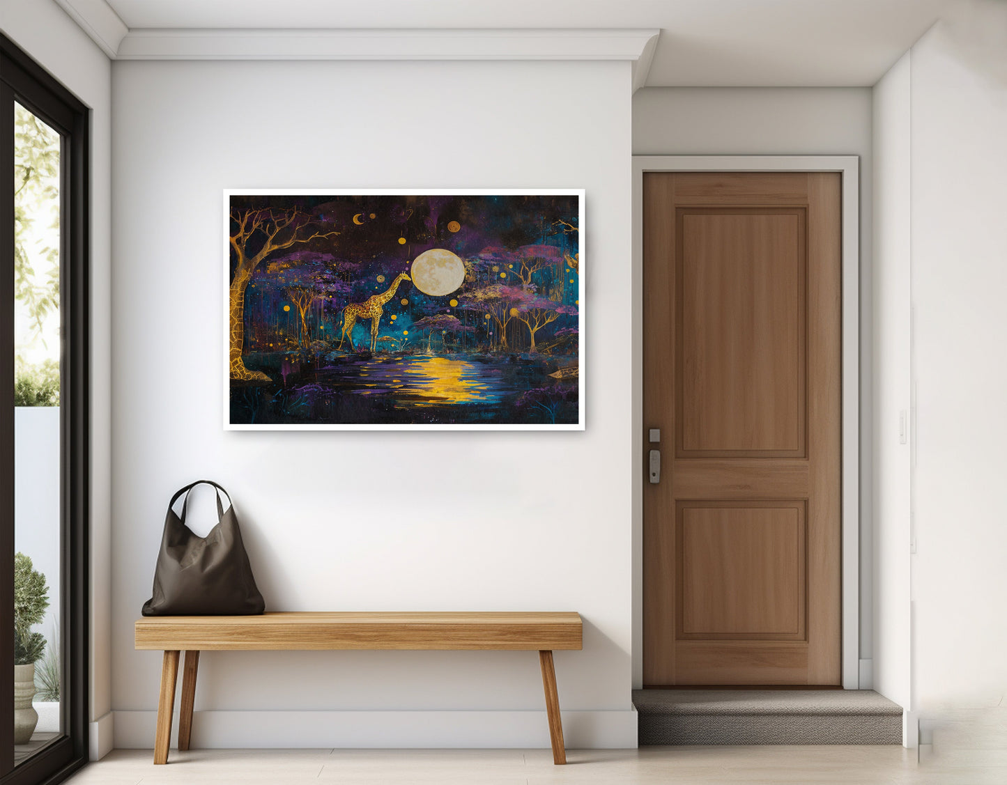 Moonlit Giraffe Safari African American canvas print home decor view
