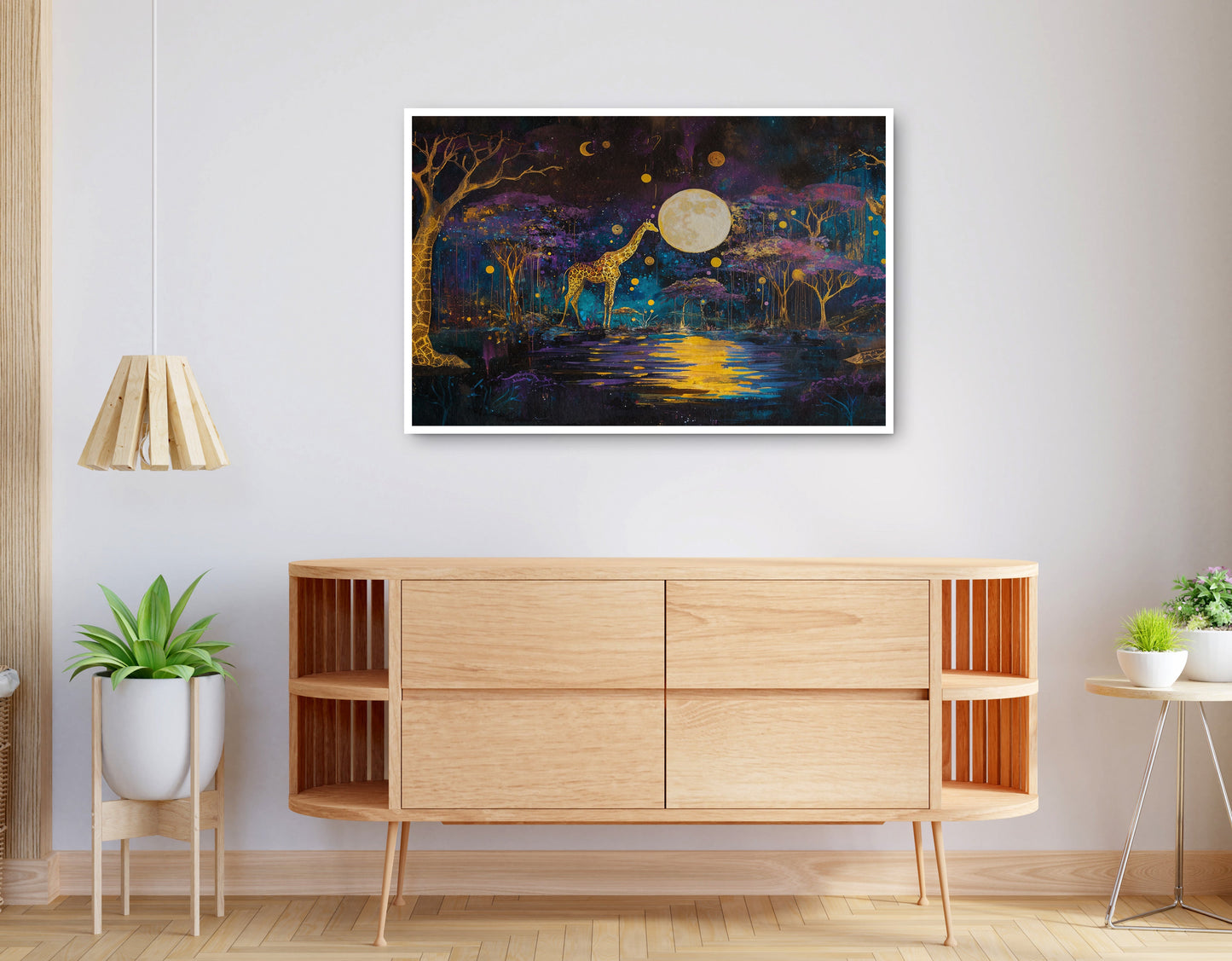 Alternate view of Moonlit Giraffe Safari African American canvas print