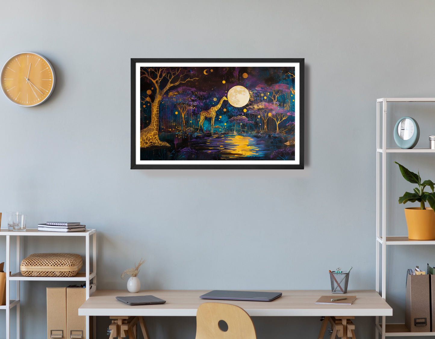 Moonlit Giraffe Safari African American canvas print view 72