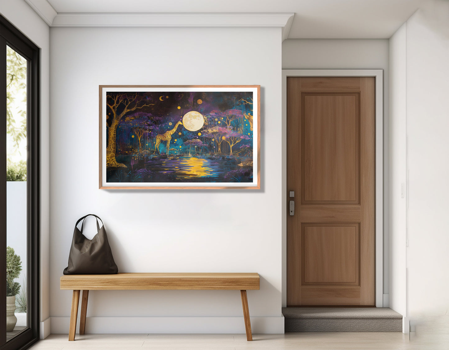 Moonlit Giraffe Safari African American canvas print view 83