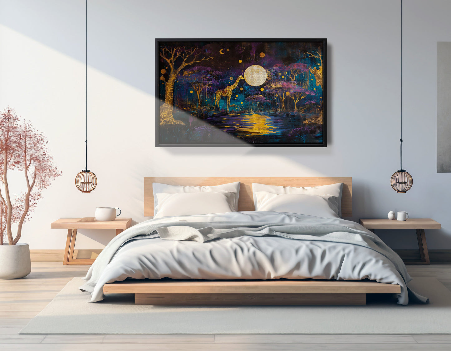 Moonlit Giraffe Safari African American canvas print view 27
