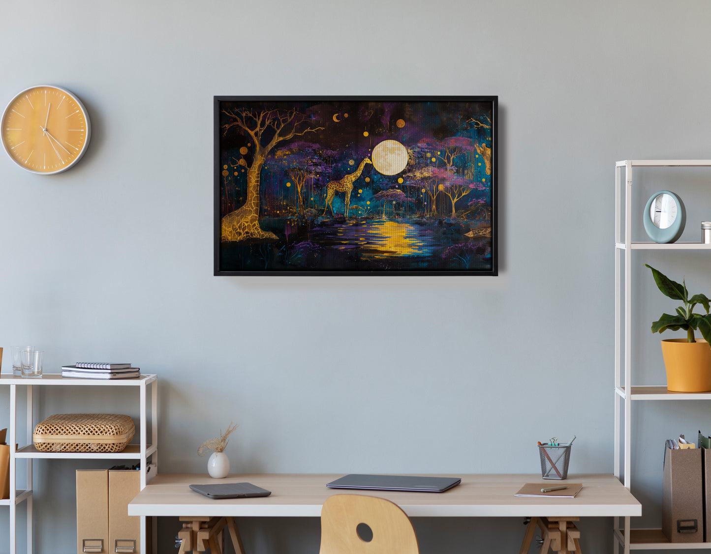 Moonlit Giraffe Safari African American canvas print view 30
