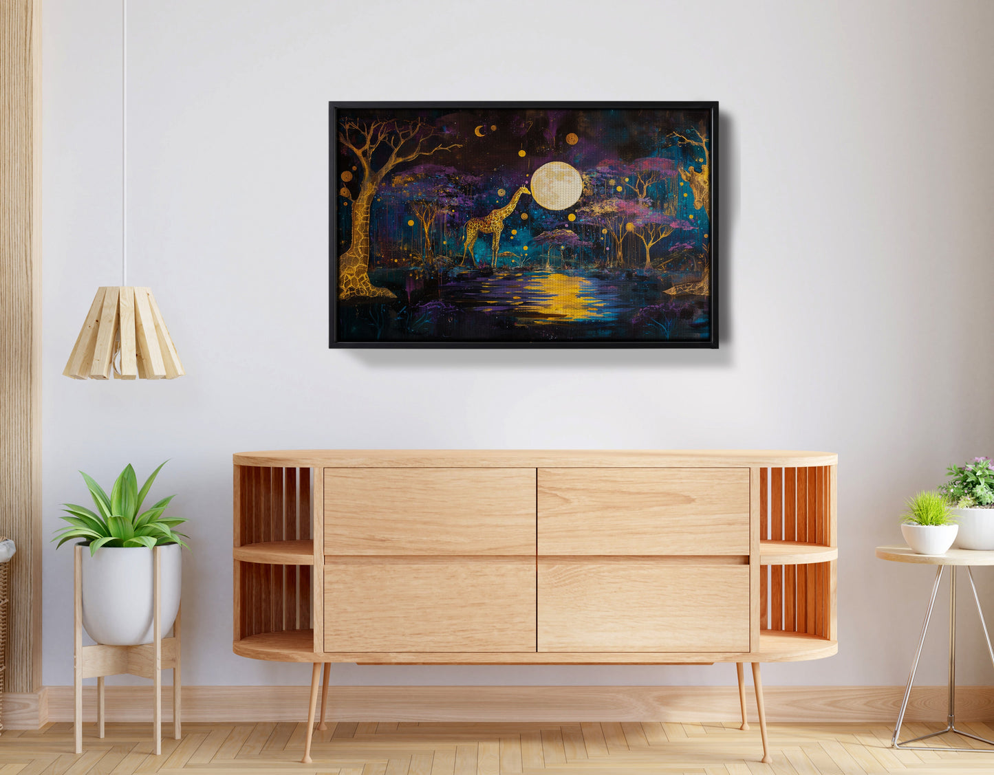 Moonlit Giraffe Safari African American canvas print view 26