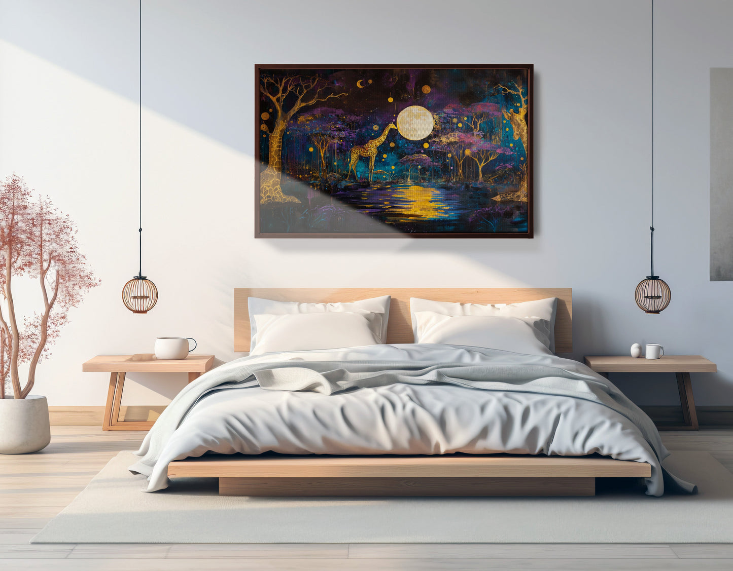 Moonlit Giraffe Safari African American canvas print view 33