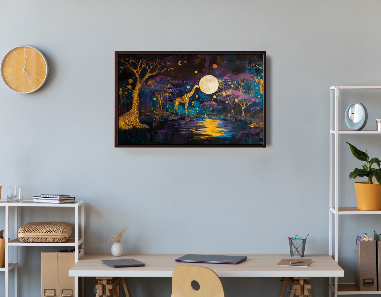 Moonlit Giraffe Safari African American canvas print view 36